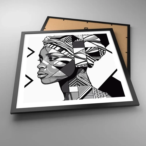 Plagát v čiernom ráme - Etnický portrét - 50x50 cm