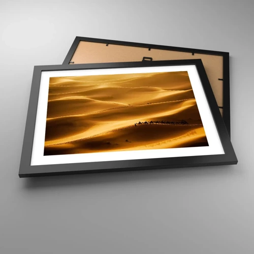 Plagát v čiernom ráme - Karavána na vlnách púšte - 40x30 cm