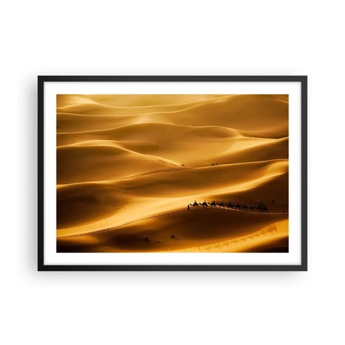 Plagát v čiernom ráme - Karavána na vlnách púšte - 70x50 cm
