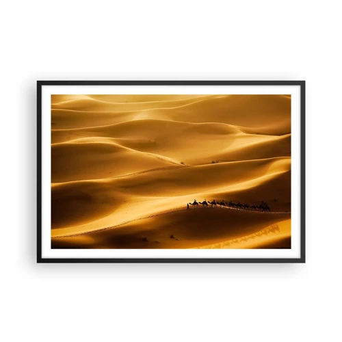 Plagát v čiernom ráme - Karavána na vlnách púšte - 91x61 cm