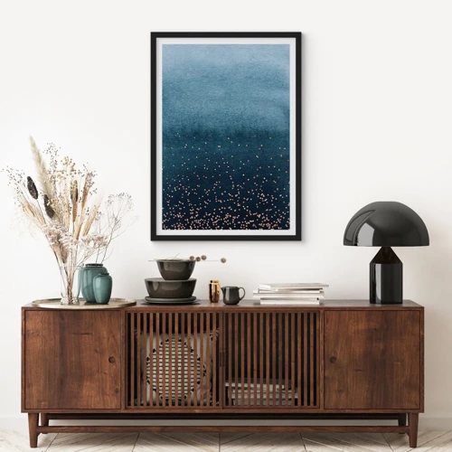 Plagát v čiernom ráme - Kompozícia – modrej fázy - 50x70 cm