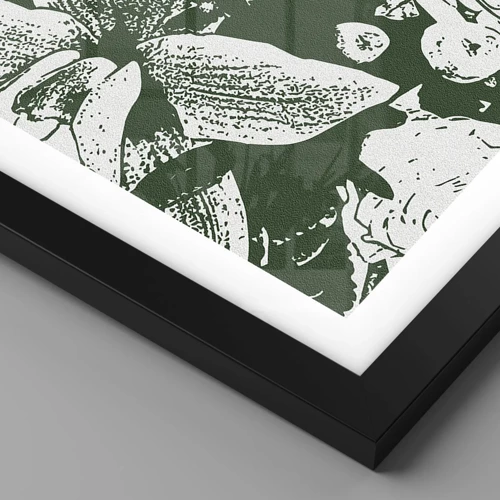 Plagát v čiernom ráme - Kytica – svet zelene - 50x70 cm