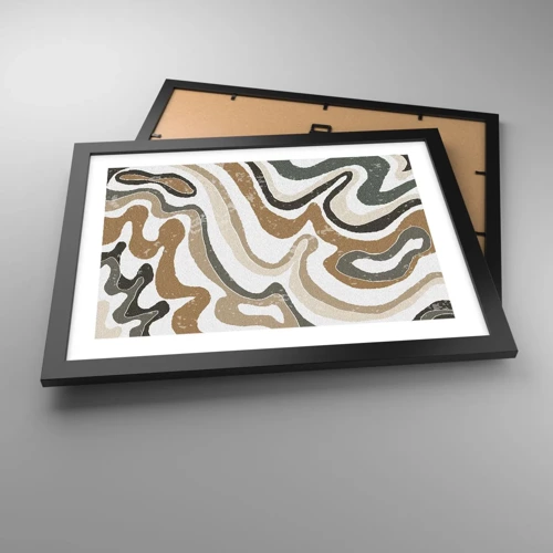 Plagát v čiernom ráme - Meandre zemitých farieb - 40x30 cm