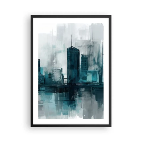 Plagát v čiernom ráme - Mesto vo farbe dažďa - 50x70 cm
