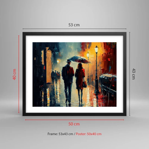 Plagát v čiernom ráme - Mestská love story - 50x40 cm