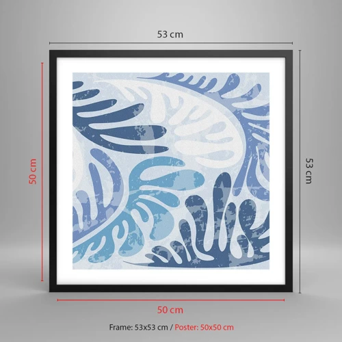Plagát v čiernom ráme - Modré papradie - 50x50 cm