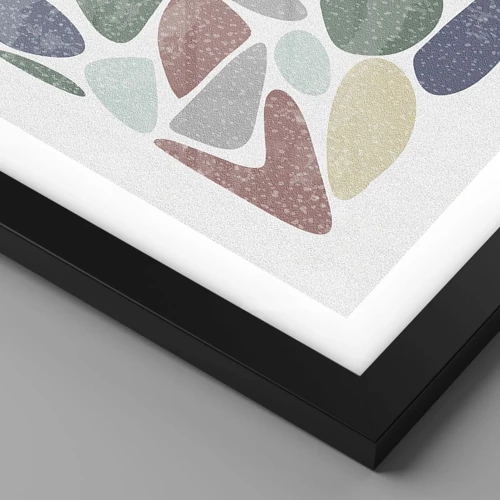 Plagát v čiernom ráme - Mozaika práškových farieb - 40x40 cm
