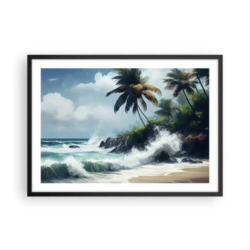 Plagát v čiernom ráme - Na tropickom pobreží - 70x50 cm