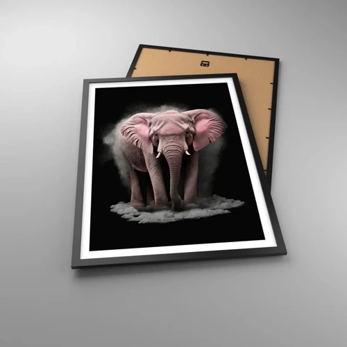 Plagát v čiernom ráme - Nemysli na ružového slona! - 50x70 cm