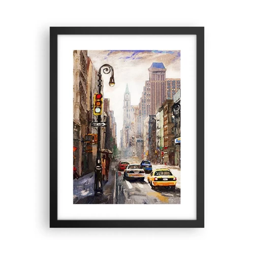 Plagát v čiernom ráme - New York – farebný aj v daždi - 30x40 cm