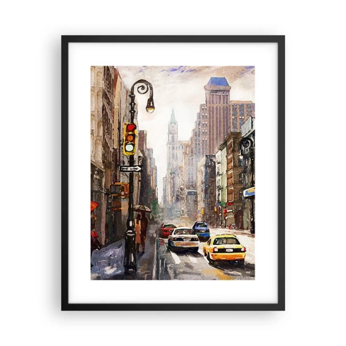 Plagát v čiernom ráme - New York – farebný aj v daždi - 40x50 cm