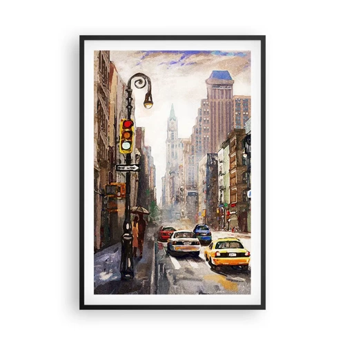 Plagát v čiernom ráme - New York – farebný aj v daždi - 61x91 cm