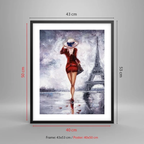 Plagát v čiernom ráme - Parížske symboly - 40x50 cm