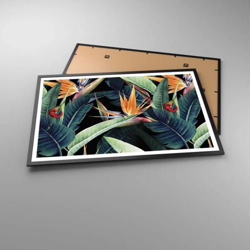 Plagát v čiernom ráme - Plamenné kvety trópov - 91x61 cm