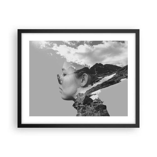 Plagát v čiernom ráme - Povznešený portrét v oblakoch - 50x40 cm