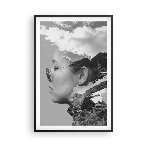 Plagát v čiernom ráme - Povznešený portrét v oblakoch - 61x91 cm