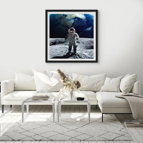 Plagát v čiernom ráme - Pozdravy z Mesiaca - 30x30 cm