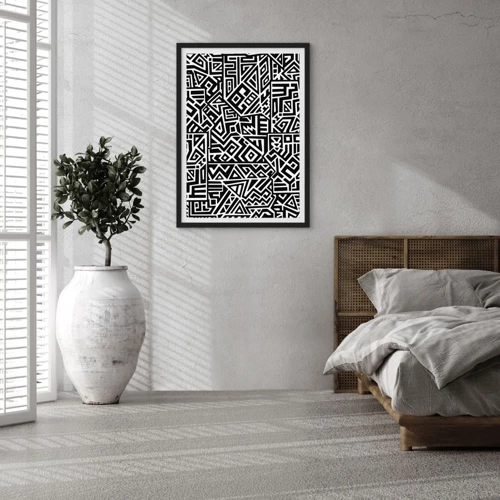 Plagát v čiernom ráme - Predkolumbovská kompozícia - 40x50 cm