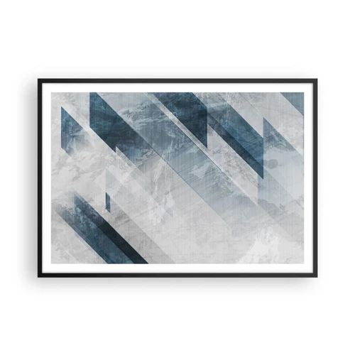 Plagát v čiernom ráme - Priestorová kompozícia – pohyb šedej - 100x70 cm