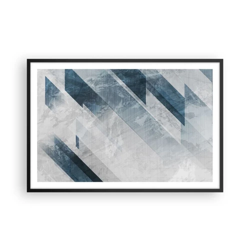 Plagát v čiernom ráme - Priestorová kompozícia – pohyb šedej - 91x61 cm