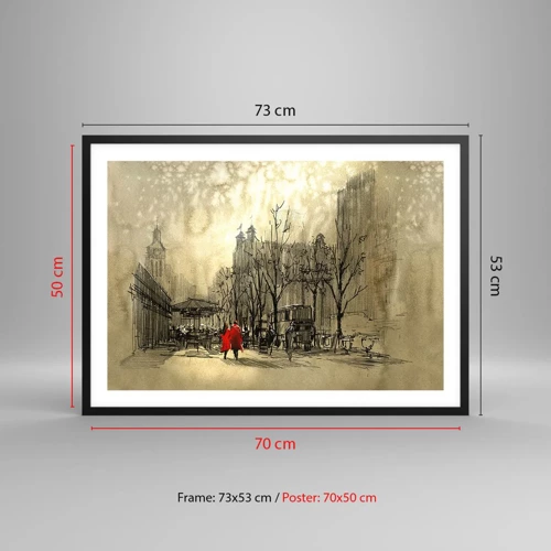 Plagát v čiernom ráme - Rande v londýnskej hmle  - 70x50 cm