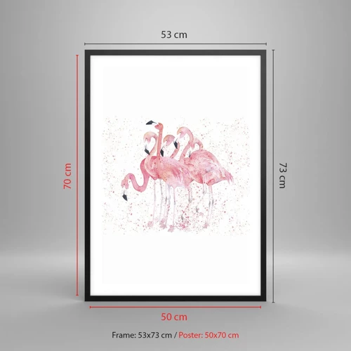 Plagát v čiernom ráme - Ružový ansámbl - 50x70 cm