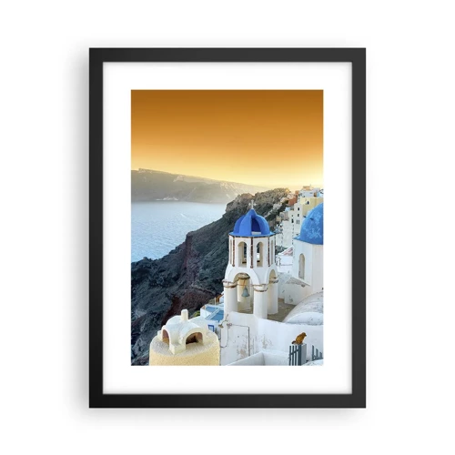 Plagát v čiernom ráme - Santorini - v náruči skál - 30x40 cm