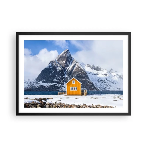 Plagát v čiernom ráme - Škandinávska dovolenka - 70x50 cm