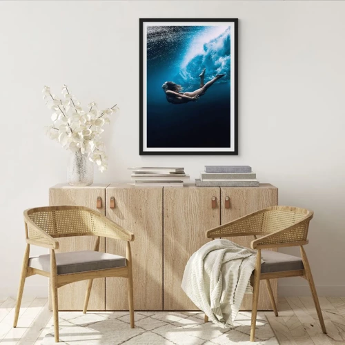 Plagát v čiernom ráme - Súčasná morská panna - 70x100 cm