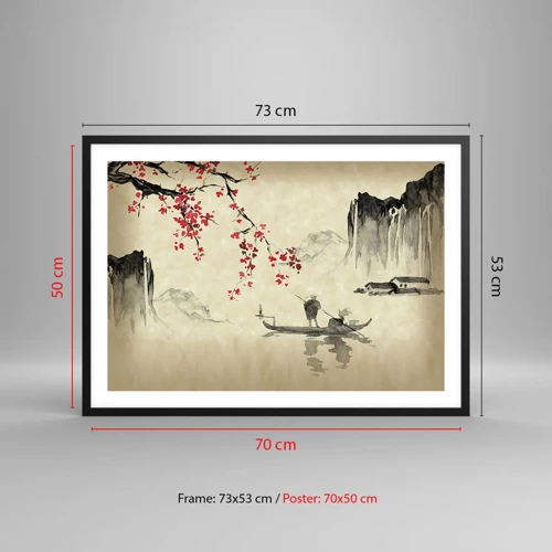 Plagát v čiernom ráme - V krajine kvitnúcich čerešní - 70x50 cm