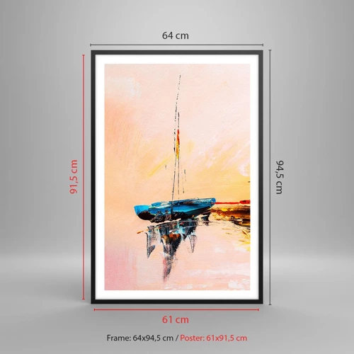 Plagát v čiernom ráme - Večer v prístave - 61x91 cm