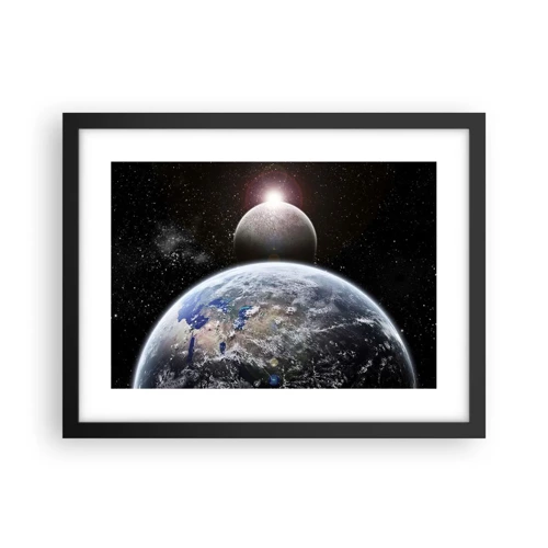Plagát v čiernom ráme - Vesmírna krajina - východ slnka - 40x30 cm