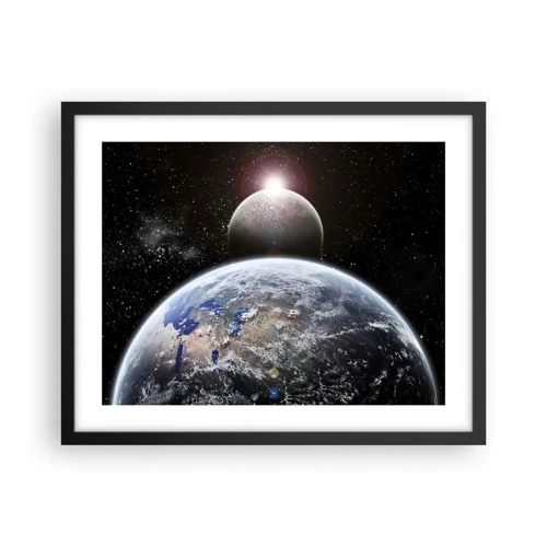Plagát v čiernom ráme - Vesmírna krajina - východ slnka - 50x40 cm