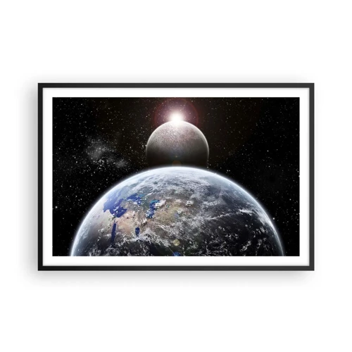 Plagát v čiernom ráme - Vesmírna krajina - východ slnka - 91x61 cm