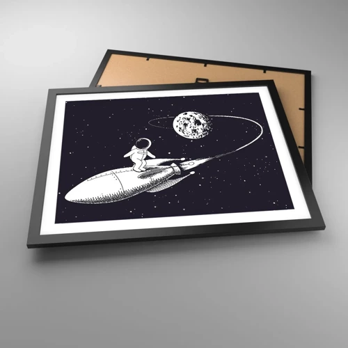 Plagát v čiernom ráme - Vesmírny surfista - 50x40 cm