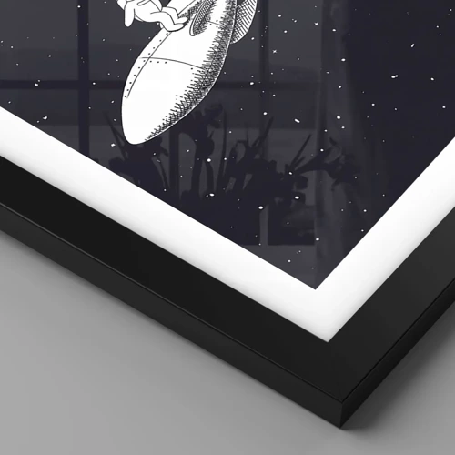 Plagát v čiernom ráme - Vesmírny surfista - 50x70 cm