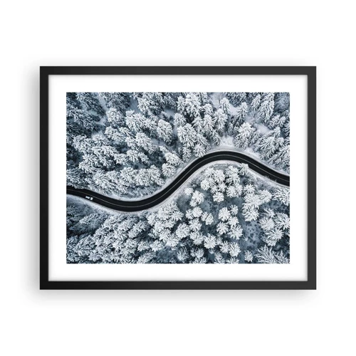 Plagát v čiernom ráme - Zimným lesom - 50x40 cm
