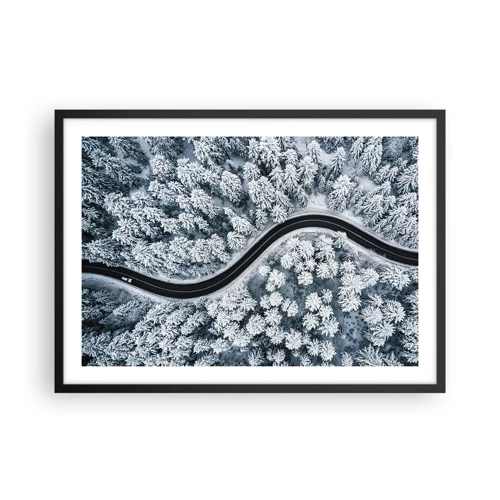 Plagát v čiernom ráme - Zimným lesom - 70x50 cm
