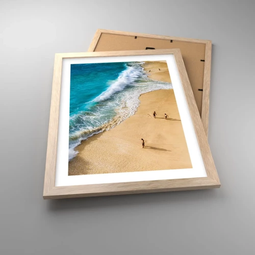 Plagát v ráme zo svetlého duba - A potom slnko, pláž… - 30x40 cm
