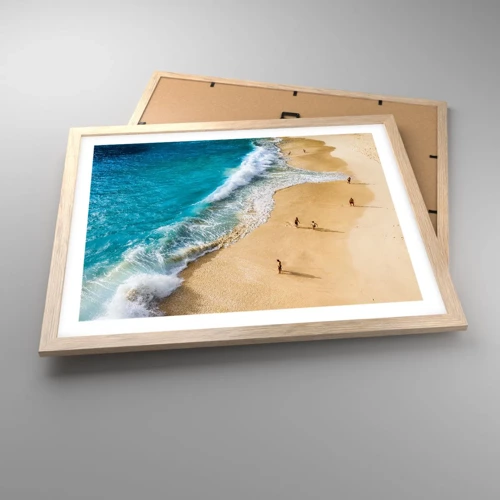 Plagát v ráme zo svetlého duba - A potom slnko, pláž… - 50x40 cm