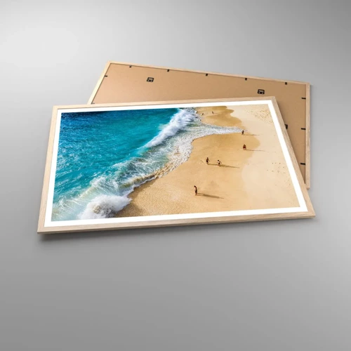 Plagát v ráme zo svetlého duba - A potom slnko, pláž… - 91x61 cm