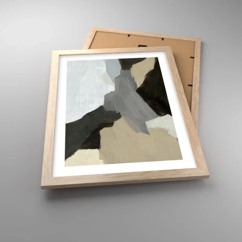 Plagát v ráme zo svetlého duba - Abstrakcia: križovatka šedej - 30x40 cm