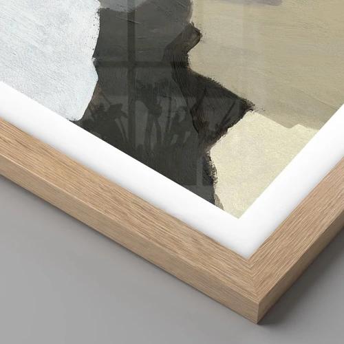 Plagát v ráme zo svetlého duba - Abstrakcia: križovatka šedej - 30x40 cm