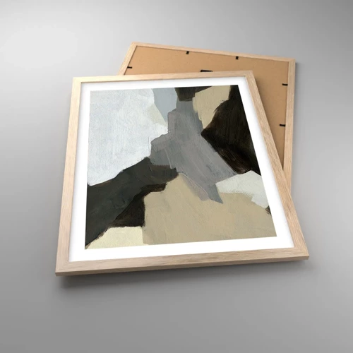 Plagát v ráme zo svetlého duba - Abstrakcia: križovatka šedej - 40x50 cm