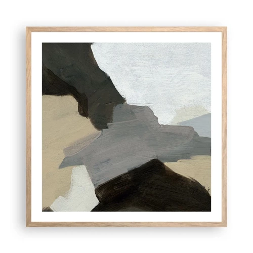 Plagát v ráme zo svetlého duba - Abstrakcia: križovatka šedej - 60x60 cm