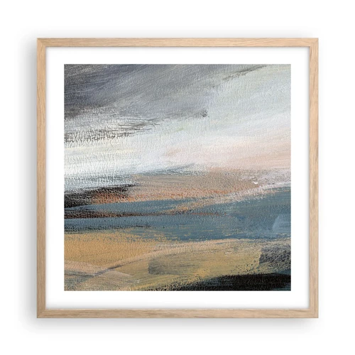 Plagát v ráme zo svetlého duba - Abstrakcia: severná krajina - 50x50 cm