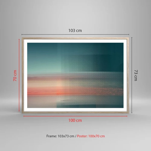 Plagát v ráme zo svetlého duba - Abstrakcia: vlny svetla - 100x70 cm