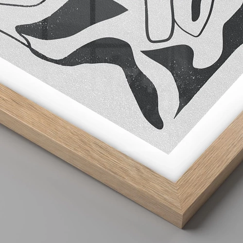 Plagát v ráme zo svetlého duba - Abstraktná hra v labyrinte - 40x50 cm