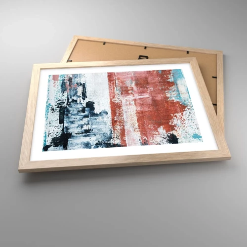 Plagát v ráme zo svetlého duba - Abstraktné pol na pol - 40x30 cm