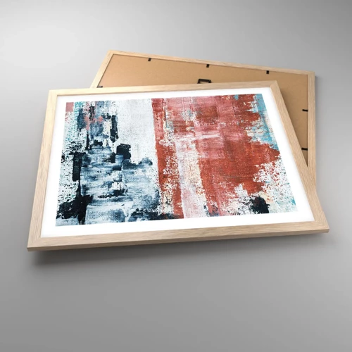 Plagát v ráme zo svetlého duba - Abstraktné pol na pol - 50x40 cm
